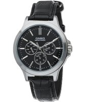 Herrenuhr Casio MULTIFUNCTION BLACK, LEATHER Schwarz...