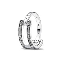 Damenring Pandora SIGNATURE LOGO & PAVE DOUBLE BAND -...