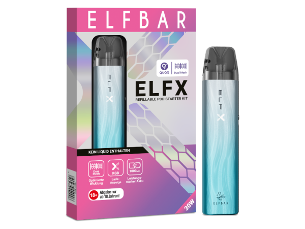 Elfbar - Elfx E-Zigaretten Set silber-blau 100er Packung