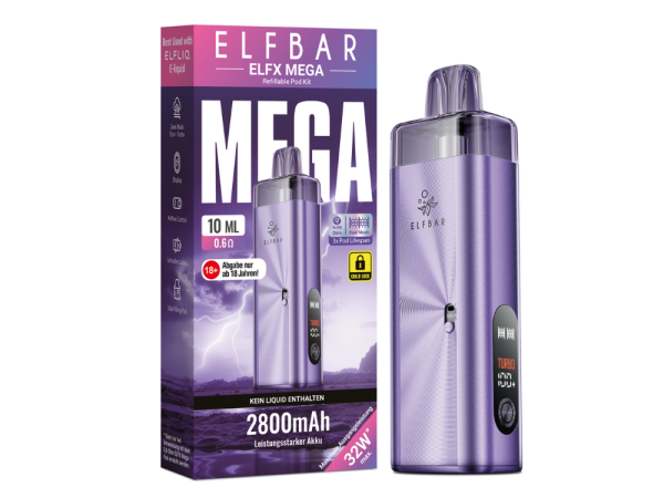 Elfbar - Elfx Mega E-Zigaretten Set lila 5er Packung