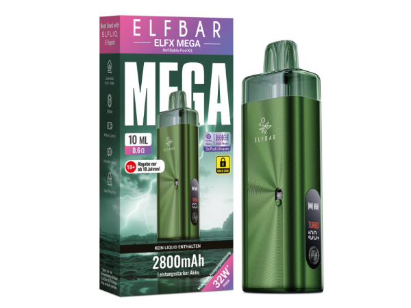 Elfbar - Elfx Mega E-Zigaretten Set grün 100er Packung