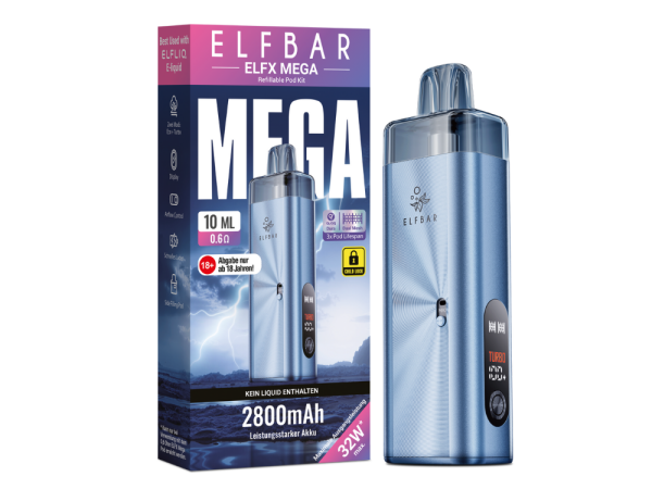 Elfbar - Elfx Mega E-Zigaretten Set hellblau 5er Packung