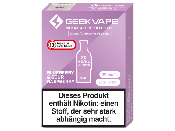 GeekVape - Wenax M1 Pod Blueberry & Sour Raspberry 20 mg/ml (2 Stück pro Packung)