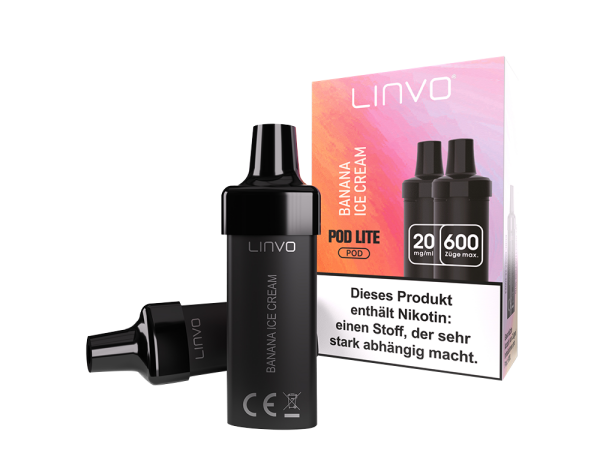 Linvo - Pod Lite Cartridge Banana Ice Cream 20 mg/ml (2 Stück pro Packung) 10er Packung