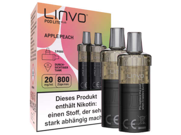 Linvo - Pod Lite Plus Cartridge Apple Peach 20 mg/ml (2 Stück pro Packung) 300er Packung