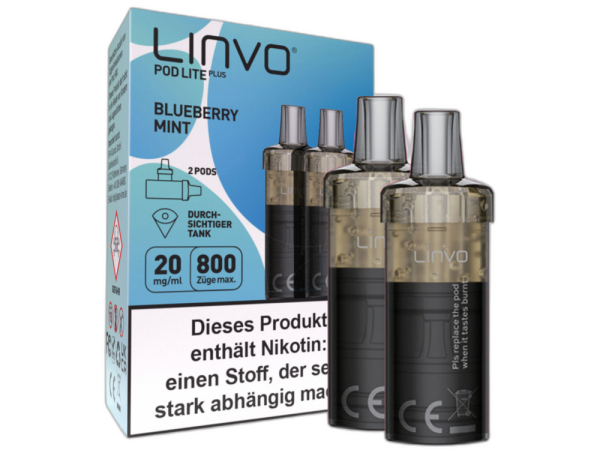 Linvo - Pod Lite Plus Cartridge Blueberry Mint 20 mg/ml (2 Stück pro Packung) 300er Packung