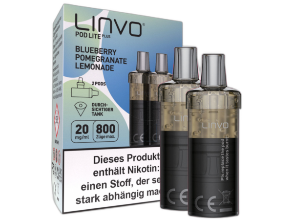 Linvo - Pod Lite Plus Cartridge Blueberry Pomegranate Lemonade 20 mg/ml (2 Stück pro Packung) 10er Packung