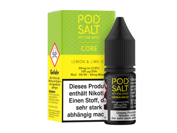 Pod Salt Core - Lemon & Lime Ice - Nikotinsalz Liquid 20 mg/ml 100er Packung
