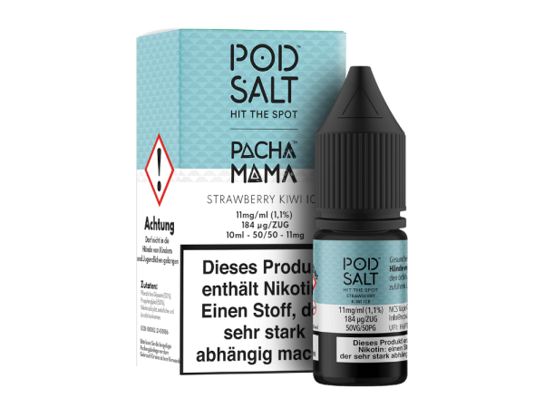 Pod Salt Fusion - Strawberry Kiwi Ice - Nikotinsalz Liquid 11 mg/ml 5er Packung