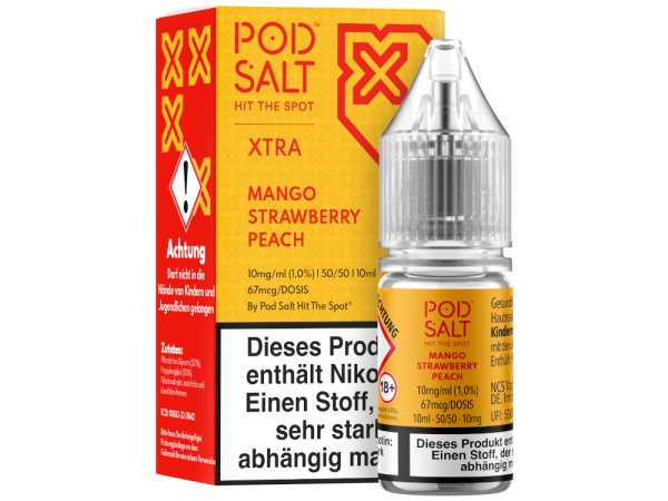 Pod Salt X - Mango Strawberry Peach - Nikotinsalz Liquid 10 mg/ml 100er Packung