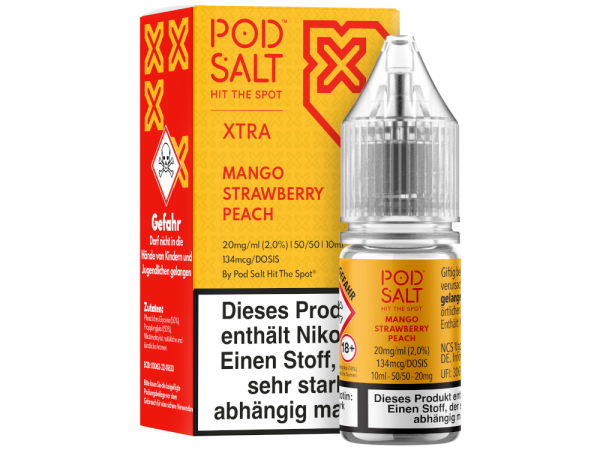 Pod Salt X - Mango Strawberry Peach - Nikotinsalz Liquid 20 mg/ml 100er Packung