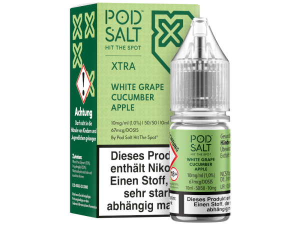Pod Salt X - White Grape Cucumber Apple - Nikotinsalz Liquid 10 mg/ml 5er Packung