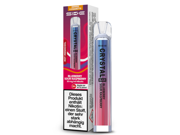 SKE - Crystal Bar Einweg E-Zigarette - Blueberry Sour Raspberry 20 mg/ml 10er Packung