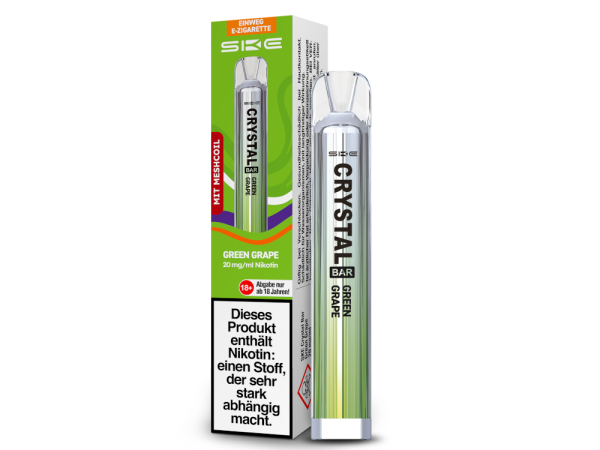 SKE - Crystal Bar Einweg E-Zigarette - Green Grape 20 mg/ml 10er Packung