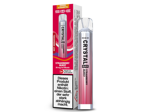 SKE - Crystal Bar Einweg E-Zigarette - Strawberry Burst 20 mg/ml 10er Packung