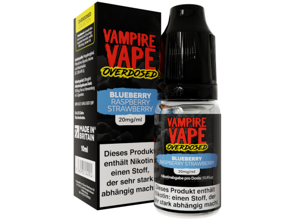 Vampire Vape - Overdosed - Blueberry Raspberry Strawberry - Nikotinsalz Liquid 20 mg/ml 10er Packung